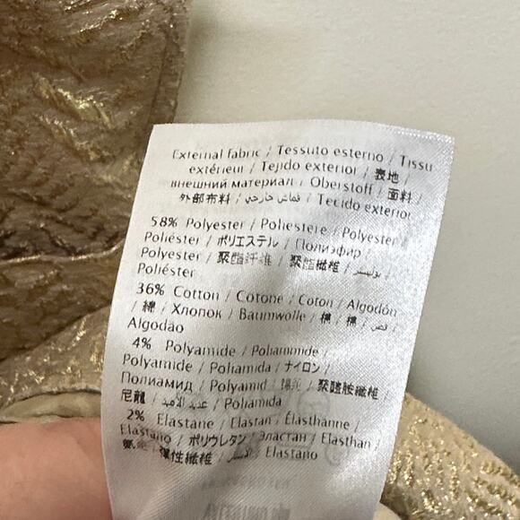 RED VALENTINO Lame Jacquard Gold Metallic Sheath Dress Sz 38 / US 8 {3Z38} - Picture 6 of 6